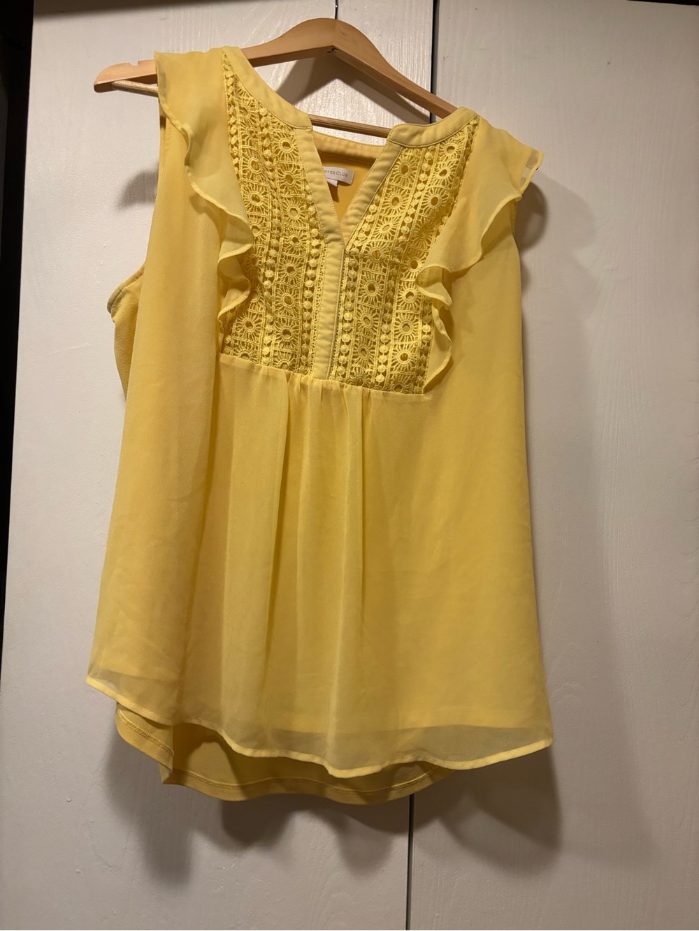Charter Club Sunny Yellow Crochet-Trim V-Neck Top